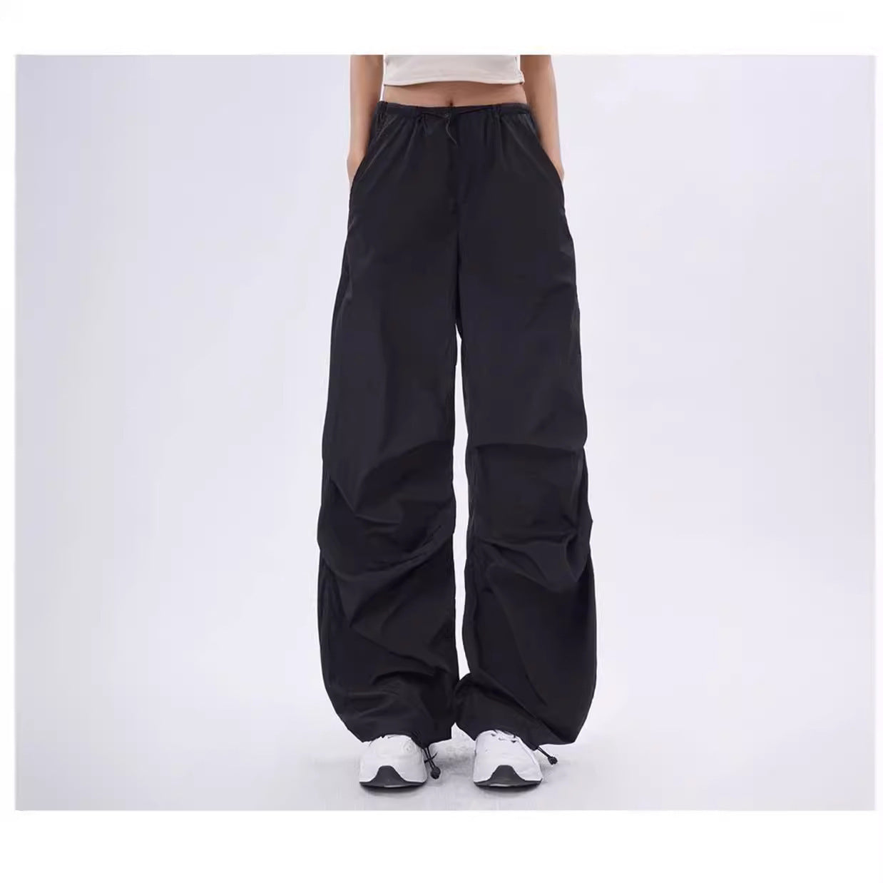 Design Sense Pleated Drawstring Casual Jogger Pants