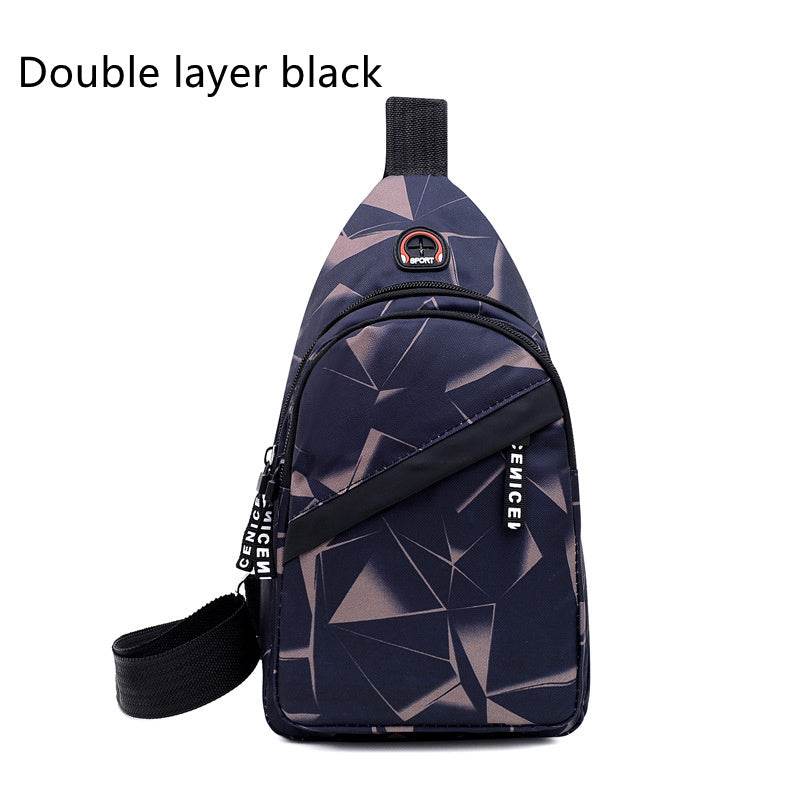 Print Sling Chest Bag For Men Crossbody Bag With Earphone Hole Design - Mubimart