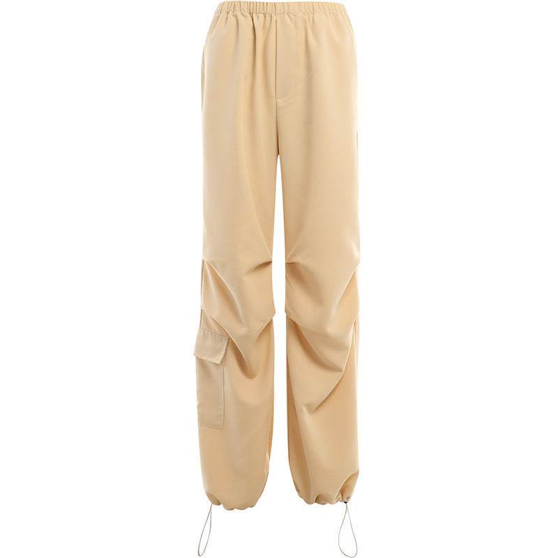Solid Color Casual Slim-fit Commute Multi-pocket Cargo Pants Women - Mubimart