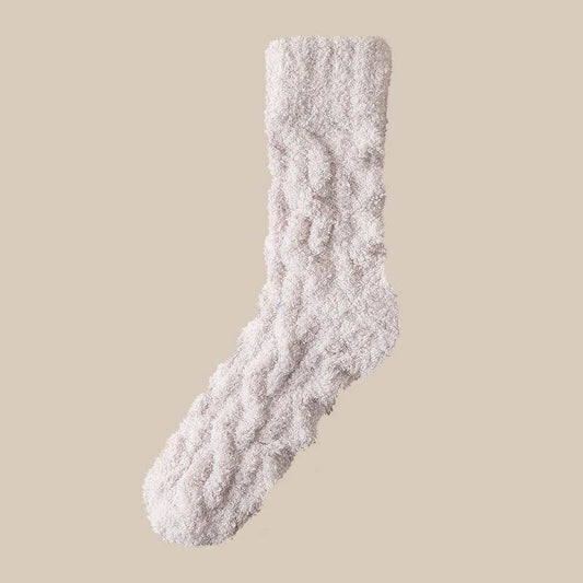 Winter Warm Fuzzy Coral Fleece Socks Women Men Velvet Thickened Home Sleepping Floor Socks - Mubimart
