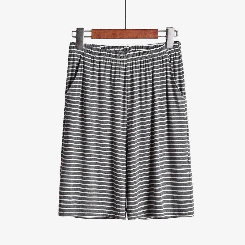 Loose Fitting Plus Size Outer Striped Loungewear Shorts - Mubimart