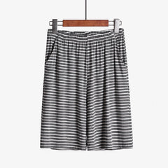 Loose Fitting Plus Size Outer Striped Loungewear Shorts - Mubimart -  