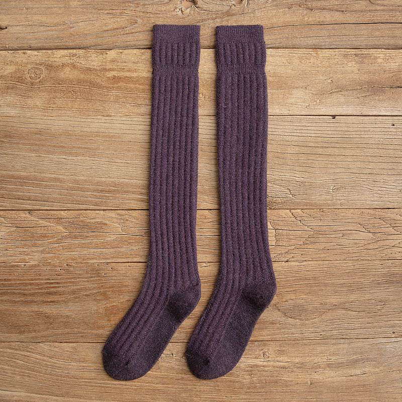 Simple College Wind Over The Knee Socks - Mubimart