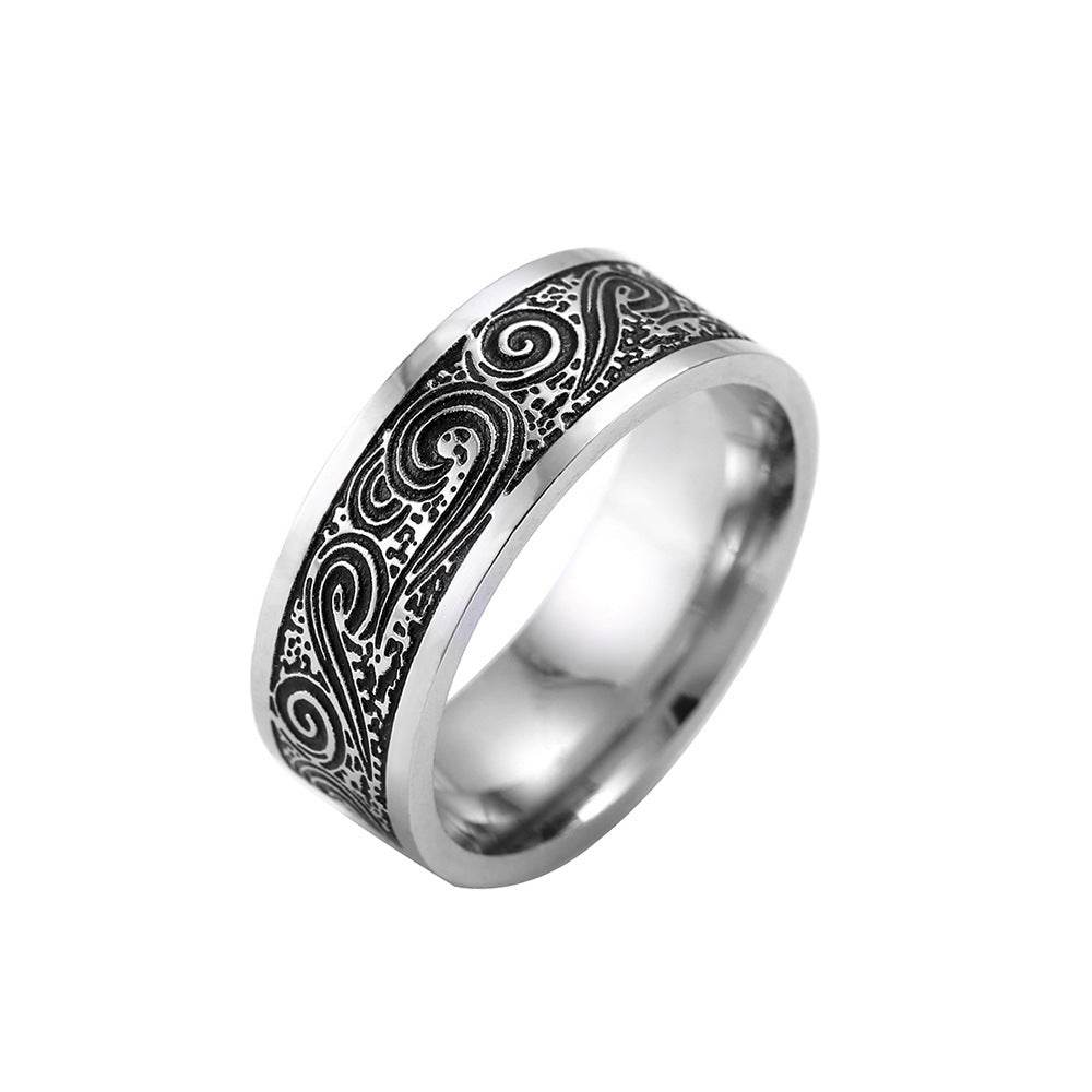 Titanium Steel Retro Men Ring - Mubimart