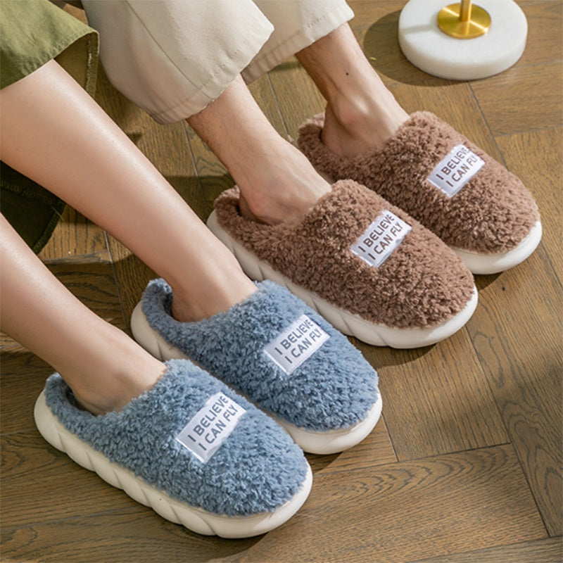 Warm Plush Slippers Home Shoes For Women Couple Winter Slippers - Mubimart -  