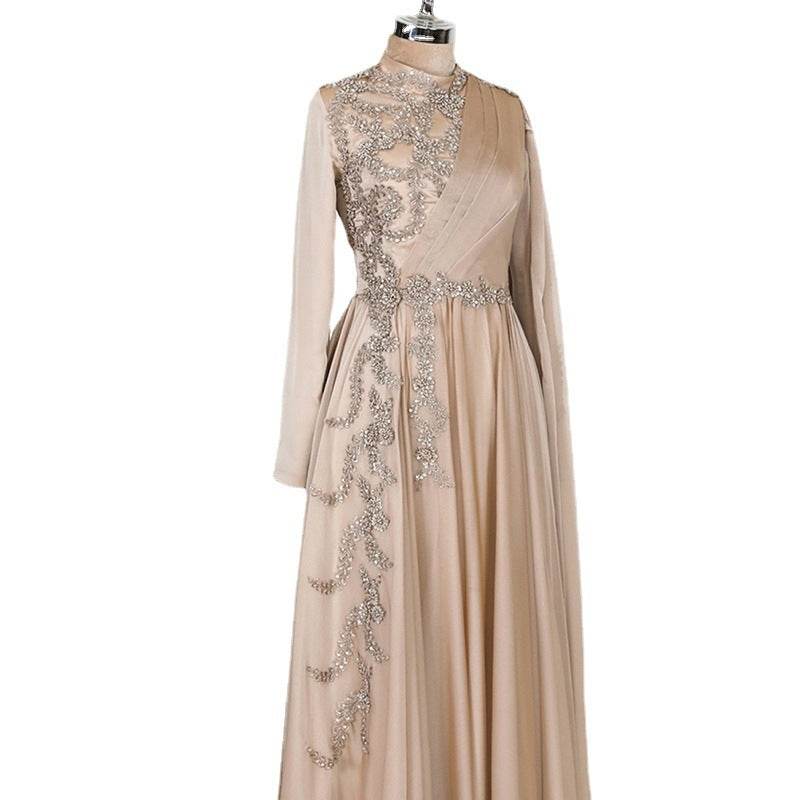 Champagne Muslim Evening Dress Formal Party - Mubimart