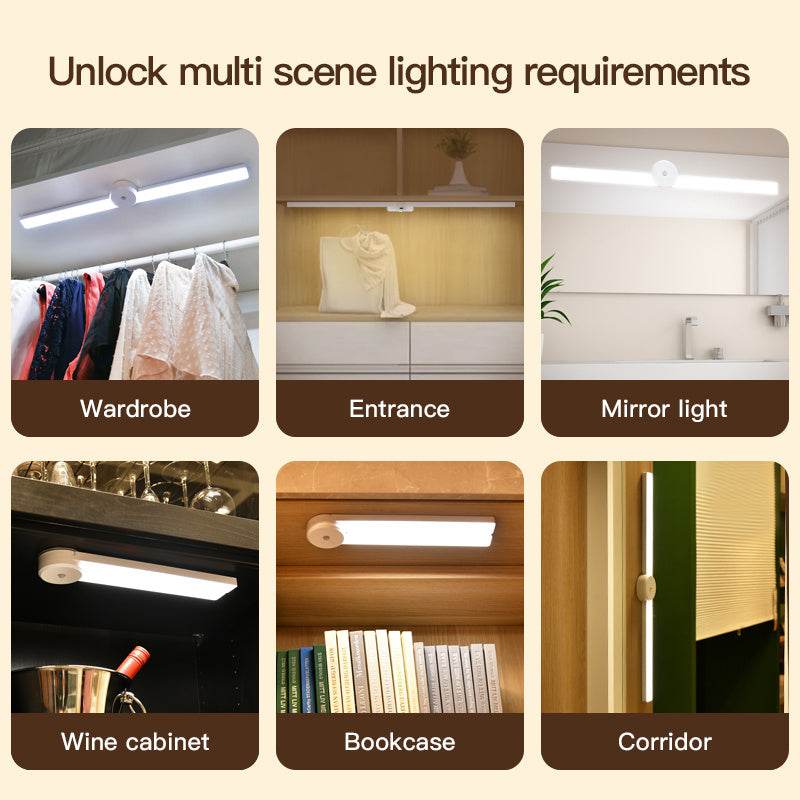 Intelligent Cabinet Light With Foldable Automatic Human Body Sensing Light, Clothing Cabinet Light, Wine Cabinet Light, Strip Light, Magnetic Wall Light - Mubimart
