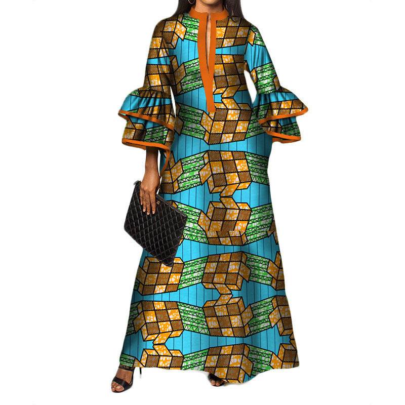 Women's Print Fashion Cotton Formal Dress - Mubimart