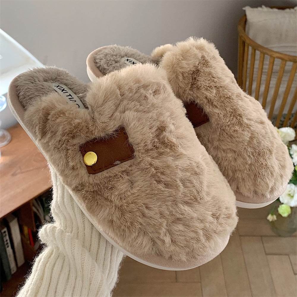 Warm Baotou Cotton Slippers For Women - Mubimart