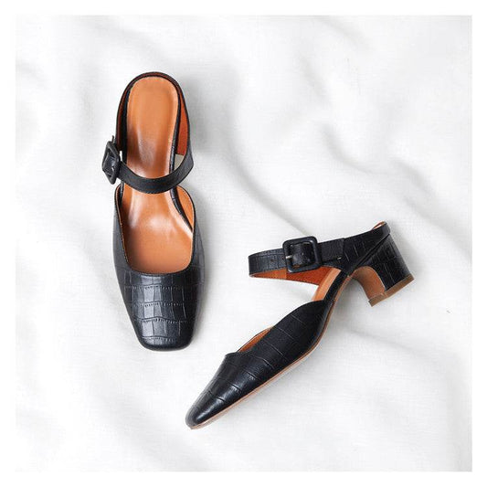 Medieval Thick Heel Sandal Muller Shoes - Mubimart