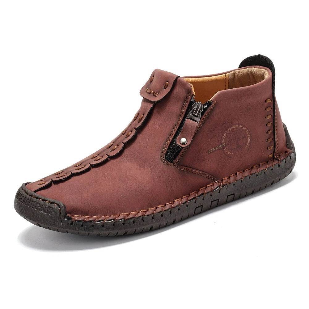 Men Ankle Boots Zipper Outdoor Hiking Shoes - Mubimart