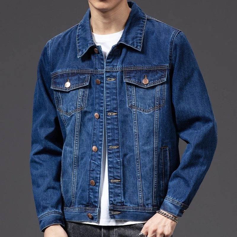 Mens Fashion Slim Fit Denim Jacket Top - Mubimart