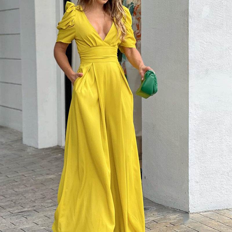 Fashion Elegant Plus Size Wide Legs Jumpsuit - Mubimart