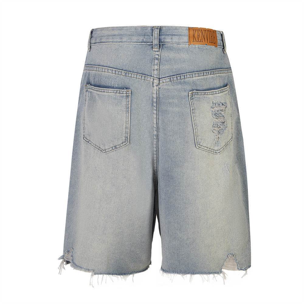 Ripped Denim Shorts For Men And Women - Mubimart