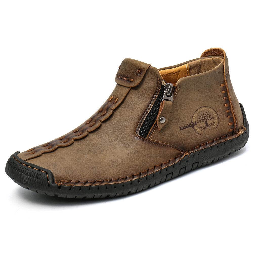 Men Ankle Boots Zipper Outdoor Hiking Shoes - Mubimart