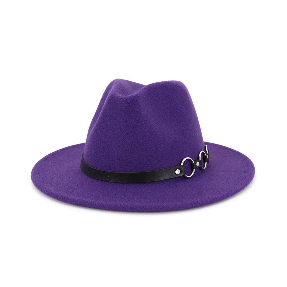 60cm Woolen Hat Gentleman Fedora Hat Flat Brim Big Brim Hat - Mubimart