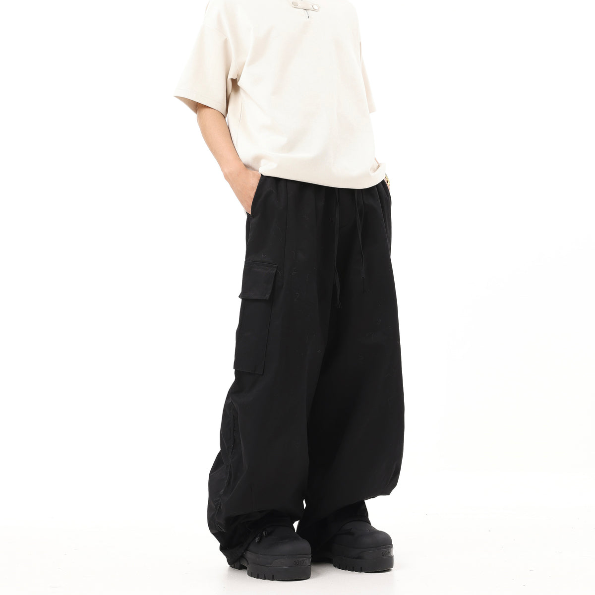 American-style Retro Ankle-tied Hiphop Khaki Overalls