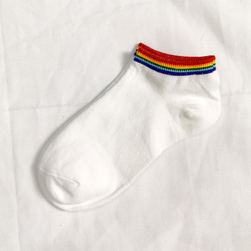 Rainbow Short Tube Low Top Doll Unisex Ins Trend Trendy Socks - Mubimart -  