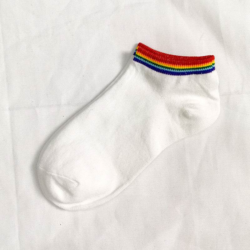 Rainbow Short Tube Low Top Doll Unisex Ins Trend Trendy Socks - Mubimart