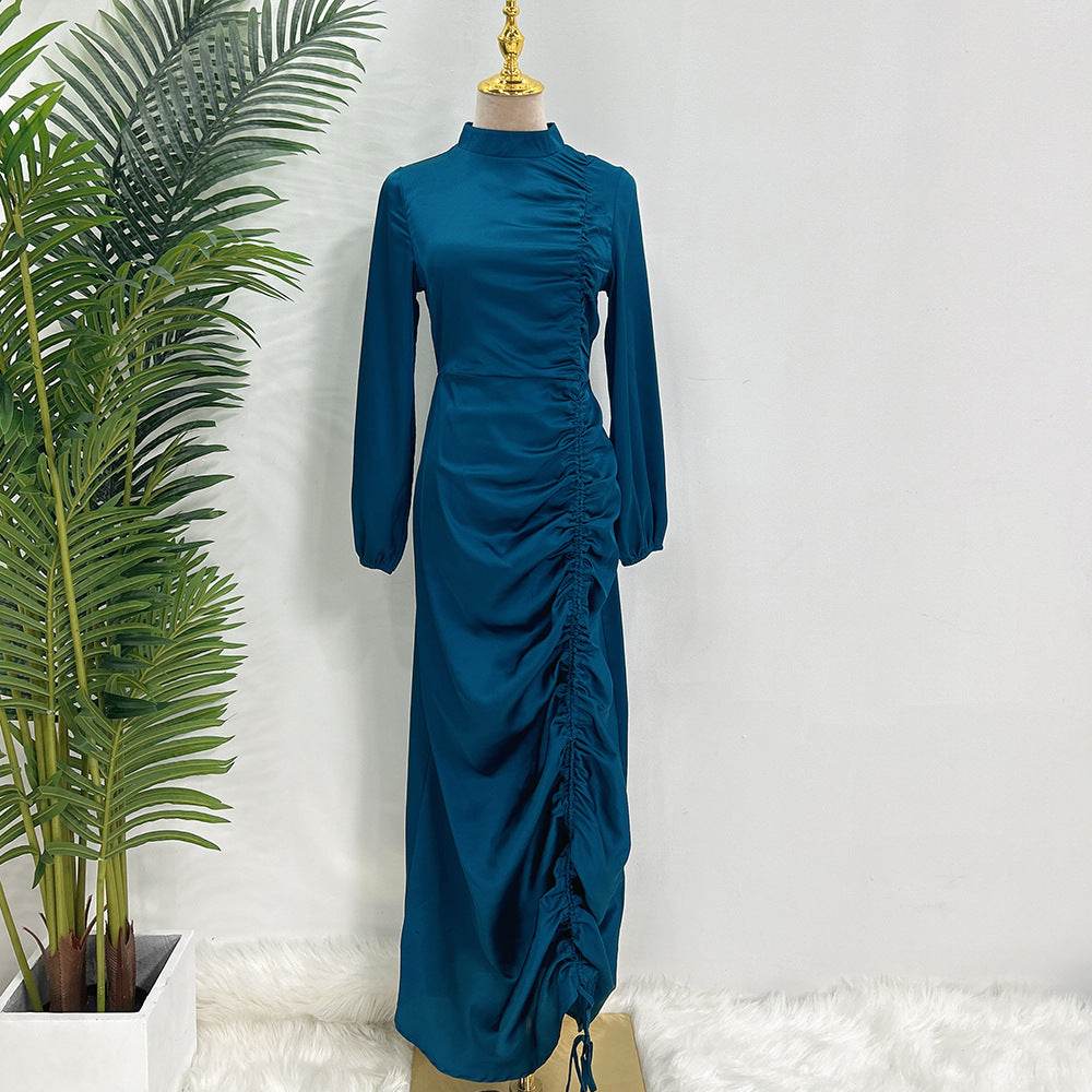 Ladies Feminine Solid Color Plus Size Robe Dress - Mubimart