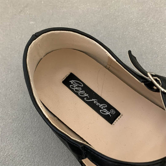 Cross Buckle Flats Women's Retro - Mubimart