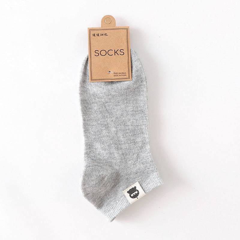 Retro Solid Color Low Waist Shallow Mouth Socks - Mubimart
