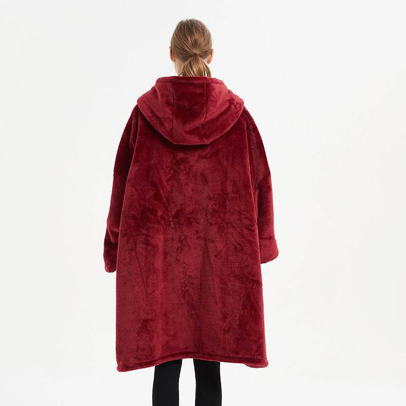 Plus Size Robe Winter Wearable Blanket Sweatshirt Women Men Warm And Cozy Giant Blanket Hoodie Home Clothes - Mubimart