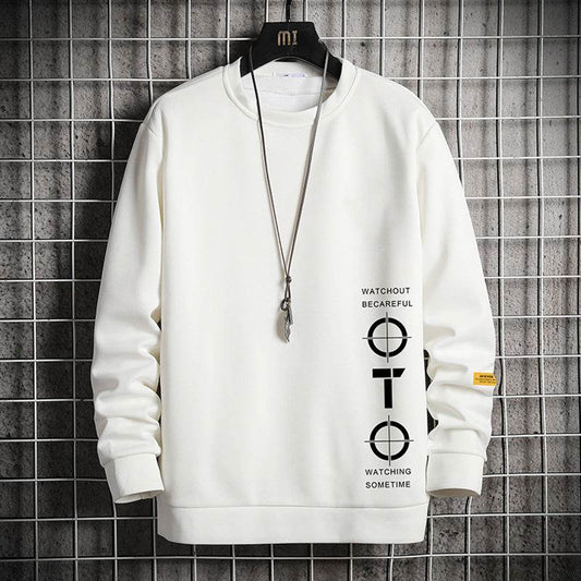 Mens Sweater All-match Bottoming Shirt Long Sleeve Printing - Mubimart