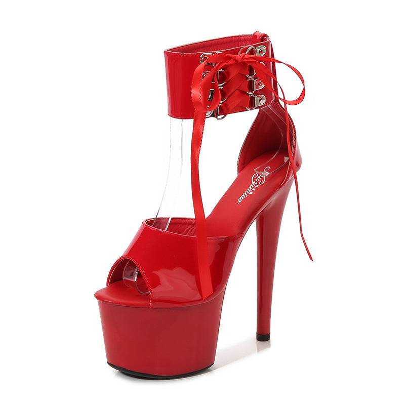 Waterproof Platform Patent Leather Special High Heels - Mubimart