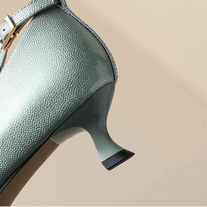 OL Temperament Peplum Pointed Fine Heel Work Shoes - Mubimart