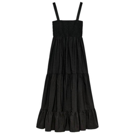 Ladies Poplin Midi Sling Dress - Mubimart