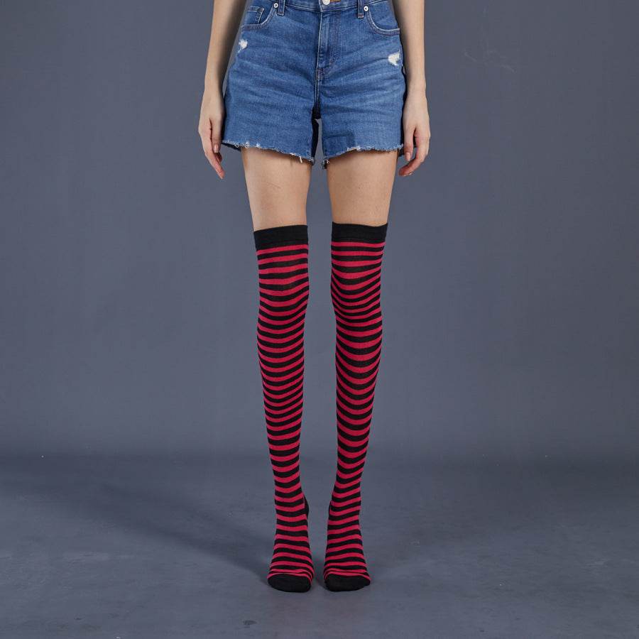 Thin Stripes Stockings Over The Knee Thickened High Tube Ladies Dance Party Performance Socks - Mubimart