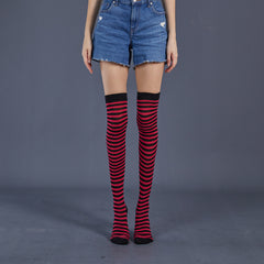 Thin Stripes Stockings Over The Knee Thickened High Tube Ladies Dance Party Performance Socks - Mubimart - Knee high socks 