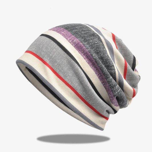 Striped Scarf Hat Men And Women All-match Pullover Hat Casual - Mubimart