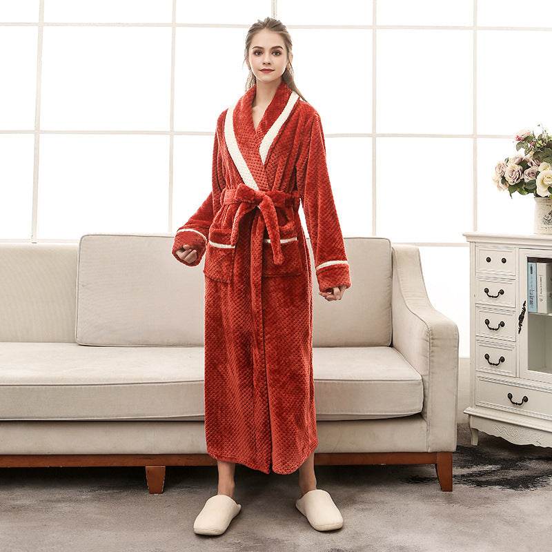 Women Pajamas Couple Gown Bathrobe Winter Robe - Mubimart