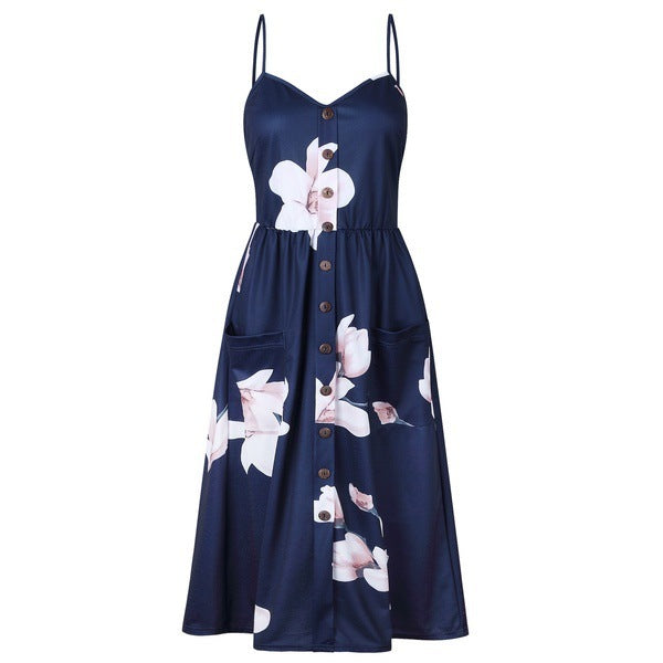 Printing Slip Dress - Mubimart -  