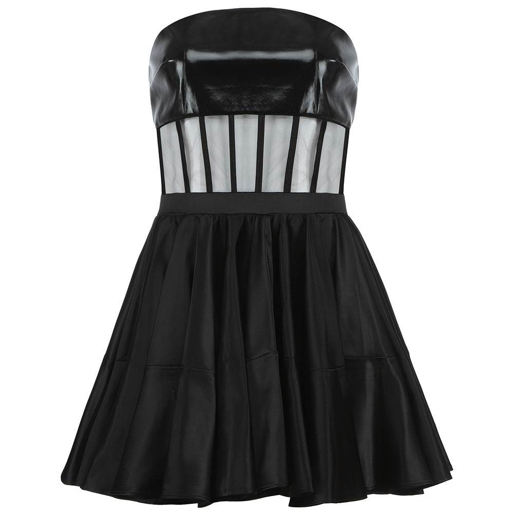 Women's Tube Top Fashion Cutout Thin Prom Evening Dress - Mubimart