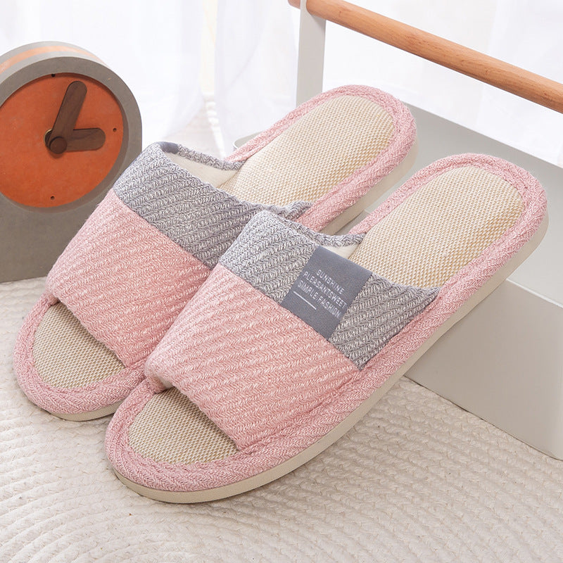 Linen Slippers House Shoes Women Bedroom Slippers - Mubimart -  