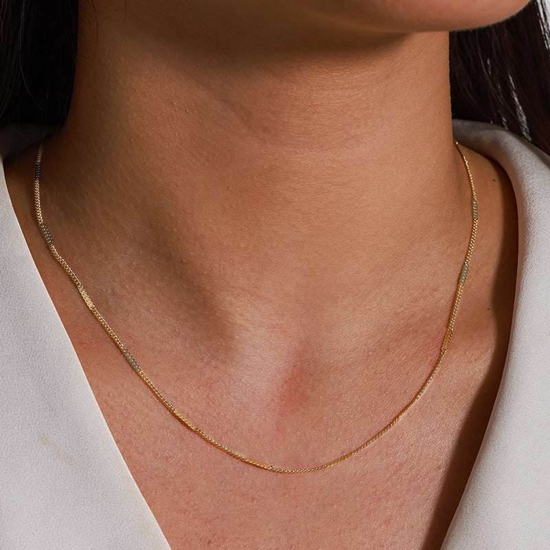 Side Pressure Sequins Copper Alloy Necklace European And American Simple Bone Chain Choker Women - Mubimart