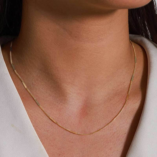 Side Pressure Sequins Copper Alloy Necklace European And American Simple Bone Chain Choker Women - Mubimart