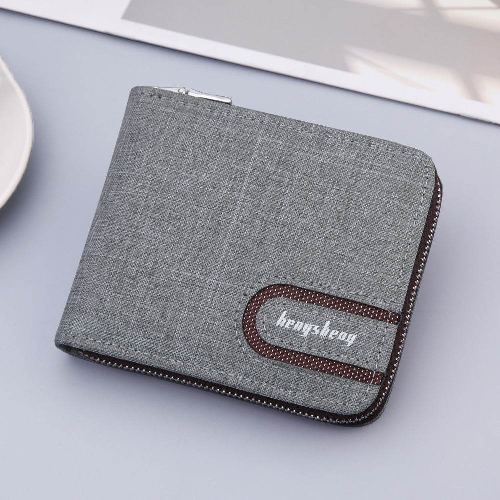 Mens Canvas Short Multifunctional Wallet - Mubimart