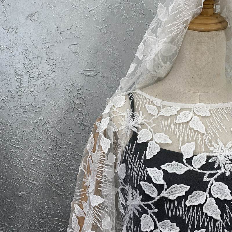 Lace Embroidery Loose Plus Size Robe Including Headscarf Dress - Mubimart