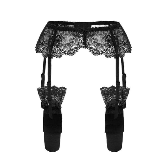 Sexy Lace Garter Belt Ultra-thin Bow - Mubimart