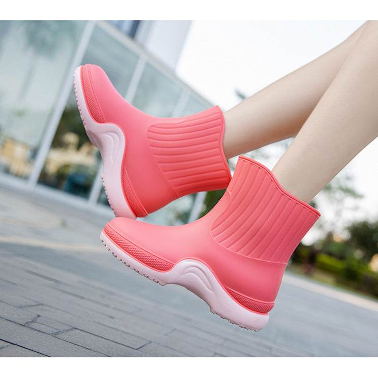 Women's Mid-calf Waterproof Soft-soled Rain Boots - Mubimart