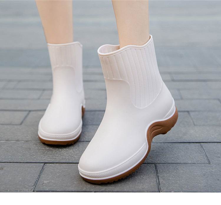 Women's Mid-calf Waterproof Soft-soled Rain Boots - Mubimart