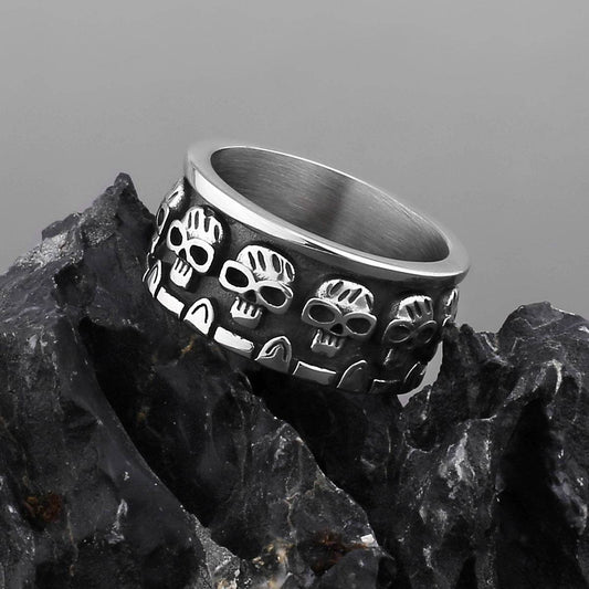 Punk Skull Head Titanium Steel Ring For Men - Mubimart