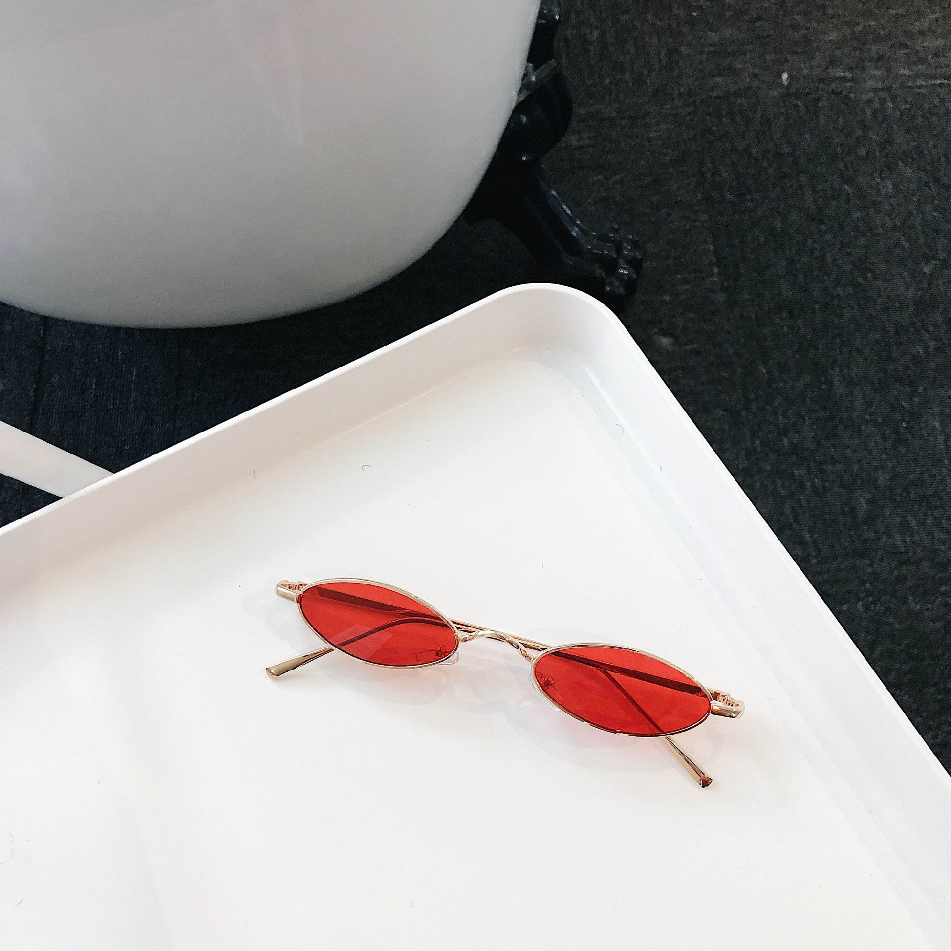 Retro Cat Eye Sunglasses Women Yellow Red Lens Sun Glasses - Mubimart