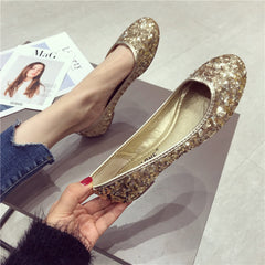 Fashion Pumps Flat Bottom Flat Heel Comfortable Sequins Shiny Pumps