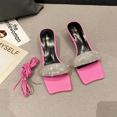 Rhinestone Sandals Stilettos Simple All-match Two Wear