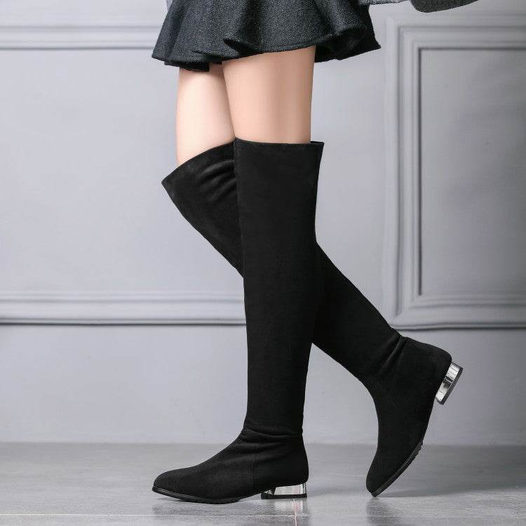 Suede Over The Knee Boots Women's Elastic Boots - Mubimart